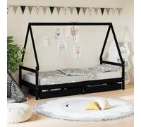 vidaXL Estructura de cama niños con cajones madera pino negro 80x200cm