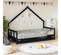 vidaXL Estructura de cama niños con cajones madera pino negro 90x200cm