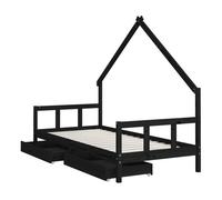 vidaXL Estructura de cama para niños con cajones madera de pino 90x200 cm Negro