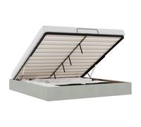 vidaXL Cama otomana tapizada 200x200 cm gris claro terciopelo con almacenaje sin colchón