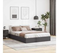 vidaXL Estructura de Cama Ottoman Gris 140 x 190 cm Cuero sintético