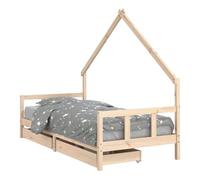 vidaXL Estructura cama niños con cajones madera pino 90x200 cm Natural