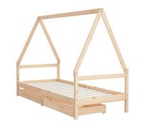 vidaXL Estructura de cama para niños con cajones, somier y almacenaje, madera de pino 90x200 cm