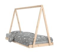 vidaXL Estructura de cama para niños madera maciza de pino 90x200 cm Blanco/Negro/Natural