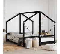 vidaXL Estructura de cama para niños madera pino negro 2x(80x200) cm