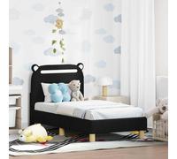 vidaXL Estructura de cama para niños pequeños con cabecera Negro Tela