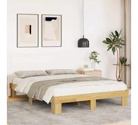 vidaXL Estructura de cama sin colchón 135x190 cm madera maciza de roble