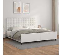 vidaXL Estructura de cama sin colchón cuero sintético blanco 200x200cm