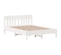 vidaXL Estructura de cama con cabecero, somier de listones, madera de pino blanco 140x190 cm