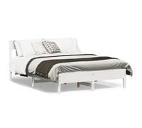 vidaXL Estructura de Cama con Cabecero, Somier de Listones de Invitados, Marco de Cama, Mueble para Dormitorio, Madera de Pino Blanco 140x190 cm