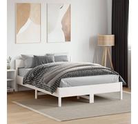 vidaXL Estructura de Cama con Cabecero, Somier de Listones de Invitados, Armazón de Cama, Mueble para Dormitorio, Madera de Pino Blanco 140x190 cm