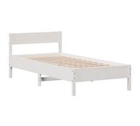 vidaXL Estructura de cama con cabecero, somier de listones, pino blanco 90x190 cm