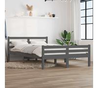 Cama de madera maciza gris, 140x190 cm
