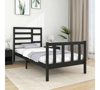 vidaXL Estructura de cama sin colchón madera maciza negro 75x190 cm