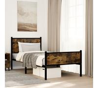 vidaXL Estructura de cama sin colchón metal roble ahumado 90x200 cm