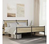 vidaXL Estructura de cama sin colchón metal roble Sonoma 160x200 cm