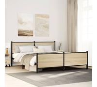 vidaXL Estructura de cama sin colchón metal roble Sonoma 193x203 cm