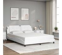 vidaXL Estructura de cama sin colchón Zadar cuero sintético blanco 160x200cm