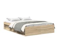 vidaXL Estructura de Cama, Somier con Almacenaje, Armazón Marco de Cama de Invitados, Mueble para Dormitorio Hogar, Roble Sonoma 120X190 cm