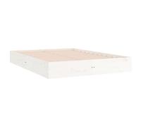 vidaXL Estructura de Cama Somier Dormitorio Base Habitación Muebles Mobiliario Hogar Cuarto Descanso Madera Maciza Blanco King Size 150x200 cm