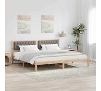 vidaXL Estructura de cama Taupé 200 x 200 cm Madera de pino macizo