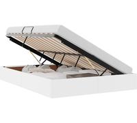 vidaXL Estructura de cama tipo otomana, color blanco puro, 140 x 200 cm, tapizada en cuero sintético