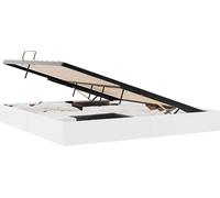 vidaXL Estructura de cama tipo otomana, color blanco puro, 200 x 200 cm, tapizada en cuero sintético