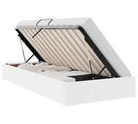 vidaXL Estructura de cama tipo otomana, color blanco puro, 90 x 200 cm, tapizada en cuero sintético