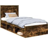 vidaXL: Estructura de cama universal, color roble ahumado, 100 x 200 cm, madera maciza de pino