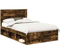 vidaXL, estructura de cama universal, color roble ahumado, 120 x 190 cm, madera maciza de pino