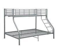 vidaXL Estructura de Litera Cama Doble para Niños Infantiles Soporte Dormitorio Habitación Dos Personas Marcos Bases con Escalera de Metal Gris