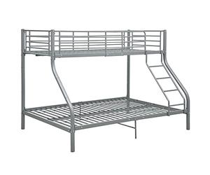 vidaXL Estructura de Litera Cama Doble para Niños Infantiles Soporte Dormitorio Habitación Dos Personas Marcos Bases con Escalera de Metal Gris