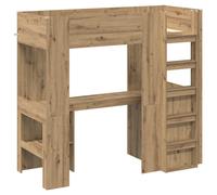 vidaXL Estructura de litera con escritorio 75 x 190 cm Roble artesanal