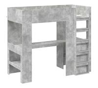 vidaXL Estructura de litera con escritorio 90 x 190 cm Gris Concreto