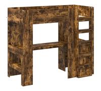 vidaXL Estructura de litera con escritorio 90 x 190 cm Roble ahumado