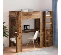 vidaXL Estructura de litera con escritorio 90 x 190 cm Madera vieja