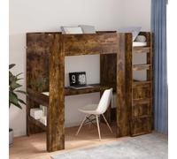 vidaXL Estructura de litera con escritorio 90 x 190 cm Roble ahumado