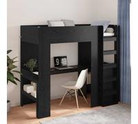 vidaXL Estructura de litera con escritorio Roble Negro 90 x 190 cm