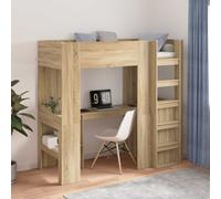 vidaXL Estructura de litera con escritorio 75 x 190 cm Roble Sonoma