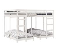 vidaXL Estructura de litera triple Madera de pino macizo Muebles Dormitorio Multitalla Blanco / 160 x 200 cm 160 x 200 cm