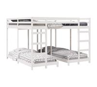 vidaXL Estructura de litera triple Madera de pino macizo Muebles Dormitorio Multitalla Blanco / 200 x 200 cm 200 x 200 cm
