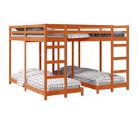 Estructura De Litera Triple Marrón Cera 200 X 200 Cm Vidaxl