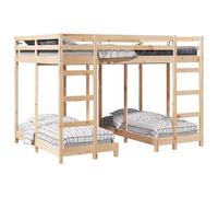 vidaXL Estructura de litera triple Marrón 140 x 200 cm