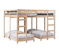 vidaXL Estructura de litera triple Madera de pino macizo Muebles Dormitorio Multitalla Natural / 160 x 200 cm 160 x 200 cm