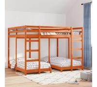 Estructura De Litera Triple Marrón Cera 160 X 200 Cm Vidaxl