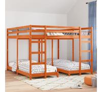 Estructura De Litera Triple Marrón Cera 200 X 200 Cm Vidaxl