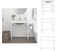vidaXL Estructura para mueble de lavabo de baño con lavabo, color blanco, hierro – Muebles de lavabo para baño