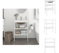 vidaXL Estructura para mueble de lavabo de baño con lavabo, color blanco, hierro – Muebles de lavabo para baño