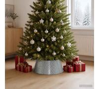 vidaXL Falda de árbol de Navidad Cono Plateado Ø 62 x 25 cm Acero
