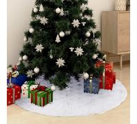 vidaXL Falda de árbol de Navidad de lujo blanca de 150 cm de piel sintética